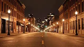 Late Night Urban City Ambience with Empty Streets for Relaxation