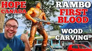 Посещение статуи резьбы по дереву RAMBO First Blood в Хоуп Британской Колумбии, Канада