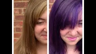 Natural Blonde to Purple Hair for a Temporary Shot of Colour.