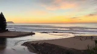 Early morning at Terrigal. Venus and Jupiter. Large waves. Colourful sky. Sunrise. 