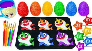 Satisfying Video l How To Make Rainbow 6 SHARKS SLIME FROM Mixing GLITTER& GLITTER Cutting ASMR