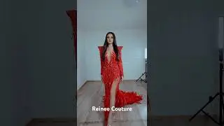Red Evening Dress, Red Beaded Dress, Long Beaded Dress, Red Haute Couture Dress