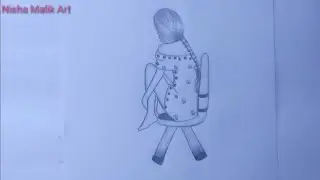 Рисунок девочки, сидящей на стуле, шаг за шагом. Урок рисования карандашом для начинающих. Просто...