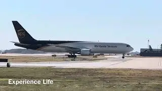 High-Octane Landing: UPS Flight Touchdown with Tire Smoke, Nose, and Wings Up Close