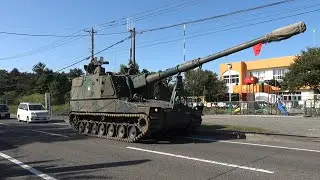 99式自走155mmりゅう弾砲と99式弾薬給弾車が公道を走行 第7特科連隊（千歳市・C経路 2020年9月28日）JGSDF Type 99 155mm SPH Public Road Driving