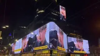 The birthday congrats at the biggest LED-screens in Europe for Hobi💜💜🥰 from UAverse 💜Ukraine💜