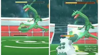 Pokemon Go-Outrage Rayquaza(烈空坐) Raid Duo by 26 various pokemons(no weather boost)(KO@4sec)(1/8PVE1)