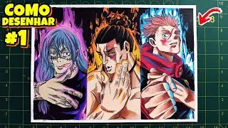 TRIO JUJUTSU! Como desenhar o Itadori / Mahito / Todo passo a passo #1
