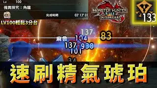 【魔物獵人崛起:破曉】100等角龍三分台!!! | 速刷精氣琥珀尖&傀異化等級 |  配裝分享!!!
