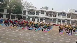 Baroda High School ONGC Annual Sports Day Yoga drill by Std. V & VI students