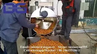 Caramel coating machine on mushroom popcorn With Chocolate Flavored