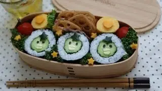 How to make Sushi Bento Cucumber Roll ,Cute Kappa (かわいい カッパ巻き）キャラ弁