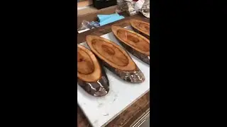 Diy small epoxy resin apple wood cutting boards