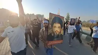 Members of Shia community hold protest against Israel on Srinagar-Baramulla highway