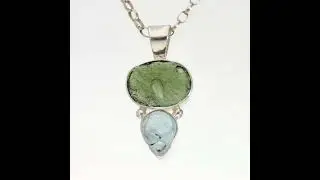 Genuine Czech Moldavite & Aquamarine Pendant