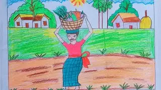 Как нарисовать деревенского торговца, простой рисунок, шаг за шагом...