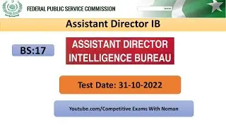 FPSC Assistant Director (AD) IB BS-17 Solved Paper - Assistant Director IB Paper