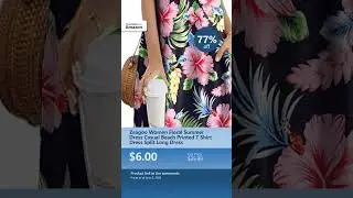 Zeagoo Women Floral Summer Dress Casual Beach Printed T Shirt Dress Split Long Dress