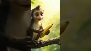 Happy monkey loves banana.#YouTubeKids#FamilyFriendly#CartoonTime#KidFriendlyContent#fun #cute