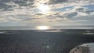 Minehead Somerset - early morning panoramic view across the Beach opposite Butlins - 24 June 2023