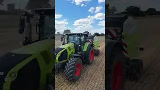 CLAAS AXION 870 mit einer CLAAS VARIANT 480RC Ballenpresse / Strohballen pressen