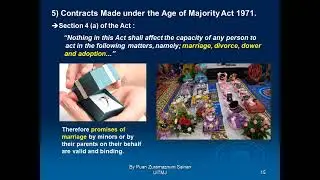 The effect of Contracts by Minors under section 4 (a) of the Age of Majority Act 1971