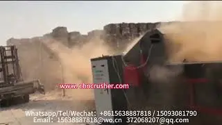 Forklift feeding cardboard crusher, waste collection station waste paper crusher