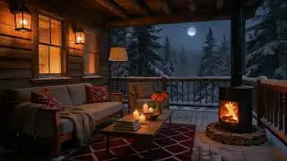 Cozy Cabin with Smooth Instrumetal Jazz Music ☃ Winter Vibes | Crackling Fireplace for Relaxation