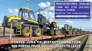 Ponsse-juna valmistautuu lähtöön | The Ponsse Train getting ready to leave