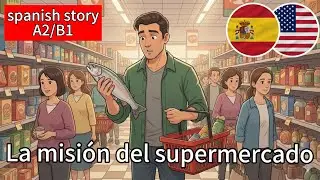 🇪🇸 SHORT SPANISH LISTENING PRACTICE (A2/B1) 🇪🇸 Learn spanish easy: La mision del supermercado