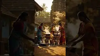 Traditional Indian Village Temple Morning 🌅 | Women Cooking Idli Sambar | #shorts #youtubeshorts
