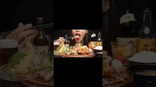 The transparent glass Izakaya set #asmr #food #eating #mukbang #eatingshow #relaxing #emoji