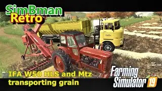 IFA W50 HLS and Mtz transporting grain / Farming Simulator 19 / FS19, LS19