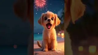 Puppy's New Year Beach Bash #ai #beach #fireworks #dog #puppy