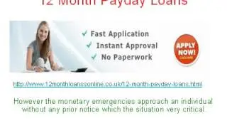 12 Month Loans, Payday Cash Loans for Bad Credit in UK