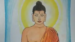 lord buddha oil pastel drawing #india #shorts
