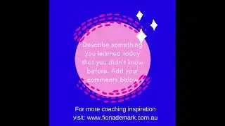 Learn something new each day - Coaching Tips #visionimpaired