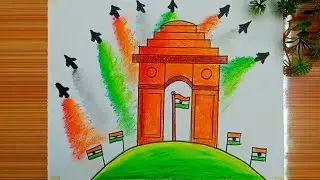 Happy 26 January Drawing / Oil Poster Colour Drawing 🇮🇳// Happy Republic Day Easy Drawing