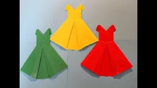 Оригами ПЛАТЬЕ из бумаги своими руками. DIY Origami Vestido de papel. Origami paper dress