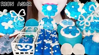 【ASMR】【咀嚼音 】BLUE FLOWER DESSERTS KOHAKUTO CREPECAKE JELLY MUKBANG 먹방 食べる音 EATINGSOUNDS NOTALKING