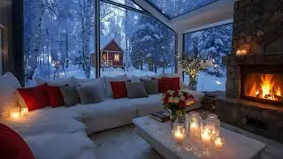 ❄️Candlelit White Lounge Piano | Snowfall Night Ambience for 3 Hours | Calm Relax Inspiration Focus