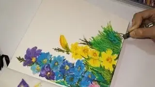 ​🎨 Beautiful Floral Garden Drawing with Oil Pastels 🌸