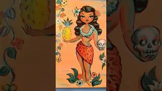 Tiki Hula Girl 🧡 original painting in acrylic #shorts