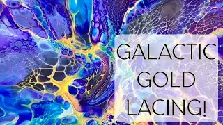 #419 Galactic Gold Fluid Art Lacing! #art painting with Mojo!