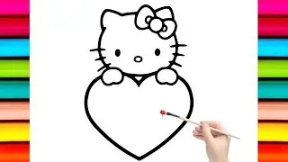 Drawing and Coloring Hello kitty heart ❤️❤️❤️ kids drawing video