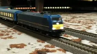 Traxx 480 005 PIKO BR 185 terheléspróbája 7, 14, 19, 22 négytengelyes kocsival