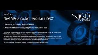 VIGO System Webinar: Dedicated modules for NDIR gas sensors, Mid-infrared spectroscopy.