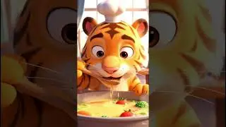 🐯✨ The Little Tiger Chef Makes Yummy Soup! 🍲💛. #shorts #ai #animalchef #tiger