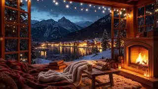 Dreamy Winter Nightfall ❄️ Gentle Piano Music and Fire Sounds For Emotional Calm and Restful Sleep
