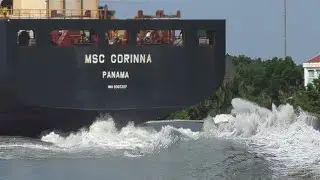 HARD TURN - Giant MSC Ship Rocks the River Bend #shipspotting